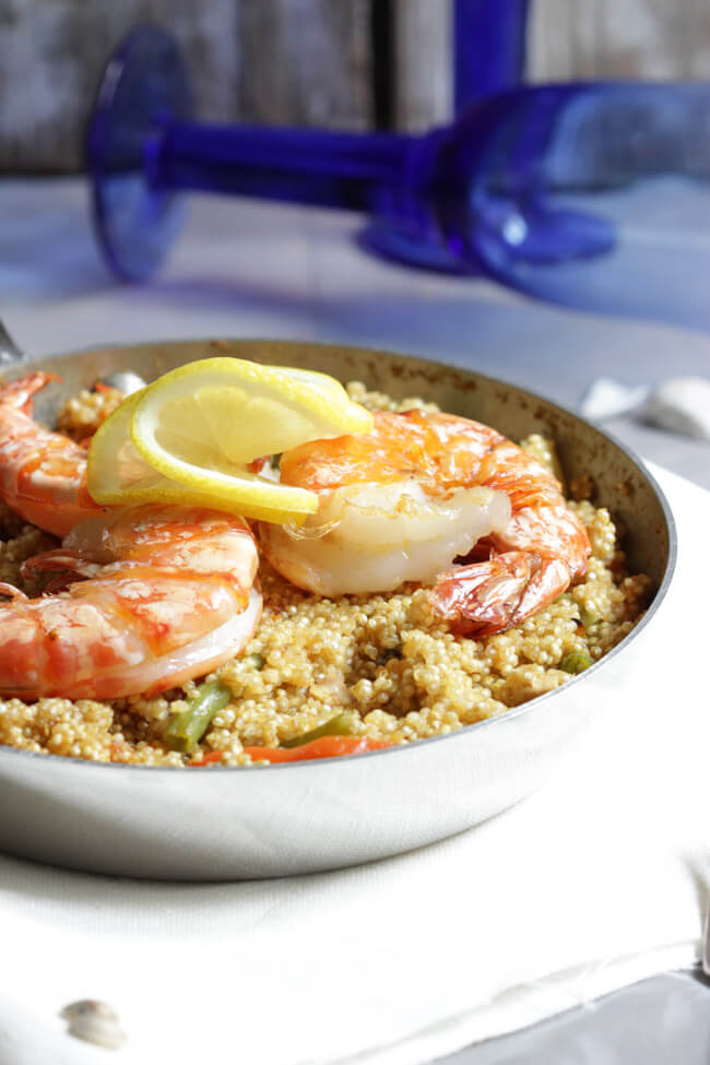 quinoa paella mixta garnelen schweinefilet lowcarb spanisch