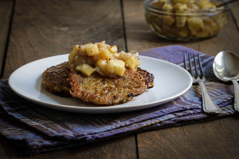 baggers mit apfelchutney kartoffelpuffer