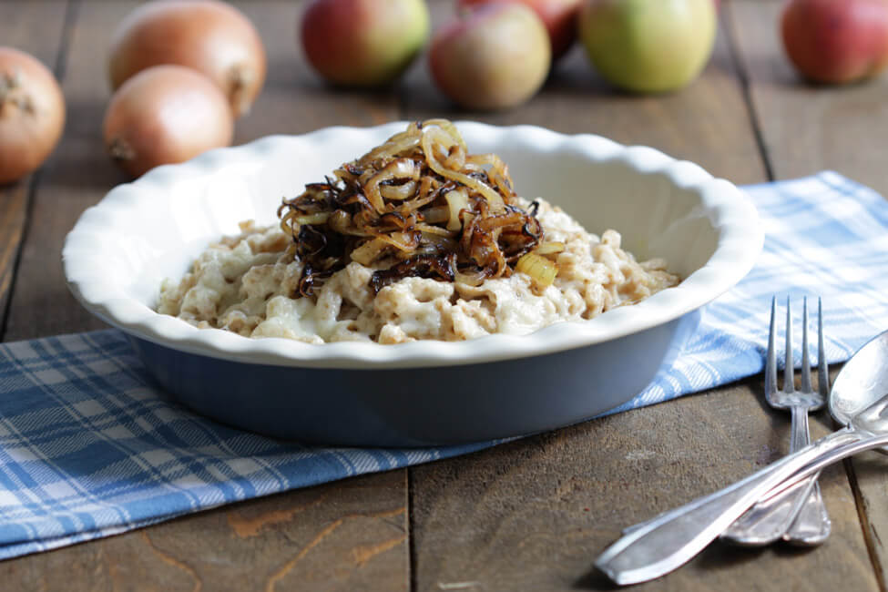 käsespätzle mit röstzwiebeln