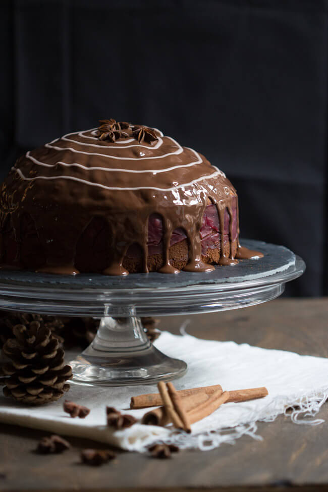 lebkuchen kirsch torte glühwein kirschen schokoladenglasur