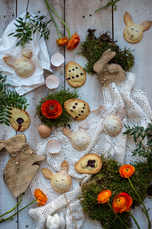 mini hand pies kirschtaschen pflaumentaschen ostern osterhase mürbeteig odenwald gebäck