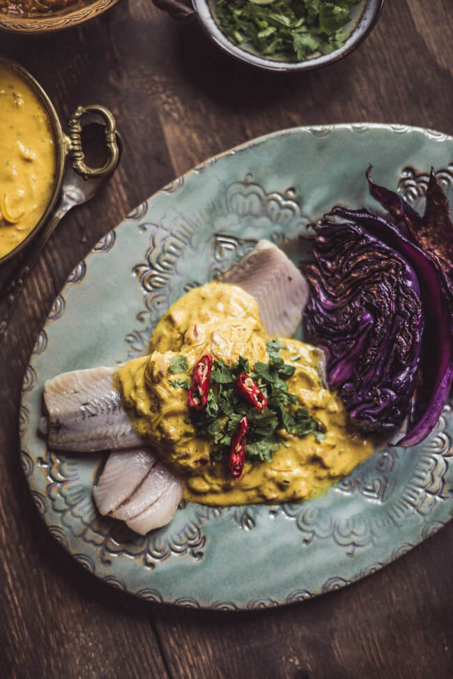 matjes currysauce rotkohl koriander chili limette hering