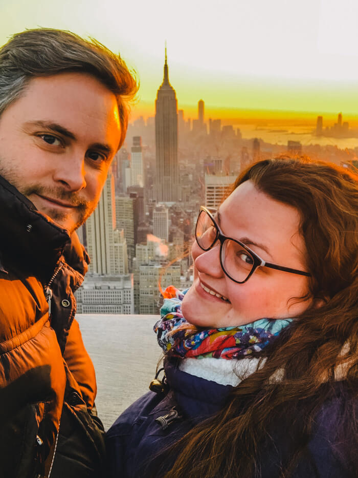 Top of the Rock Sunset Empire State Building New York City NYC Skyline Sonnenuntergang