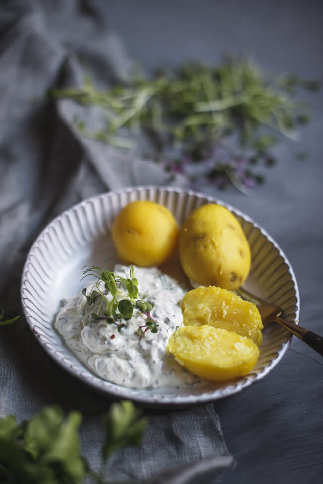 pellkartoffeln sprossen quark vegetarisch veggie gesund einfach schnell feierabend