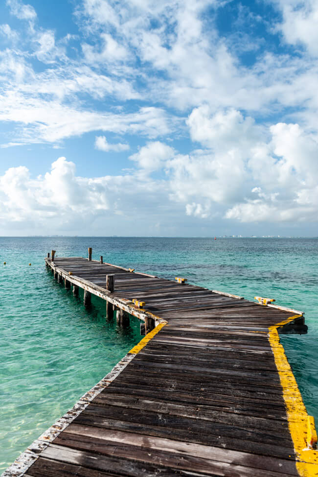 Mexiko Isla Mujeres Karibik Insel Playa Norte türkisblaues Meer Steg