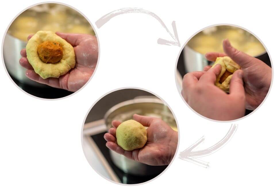Infografik: so macht man Grammelknödel Schritt für Schritt.