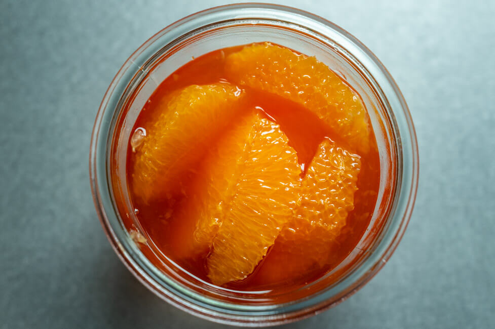 Orangenfilets in Aperol eingelegt