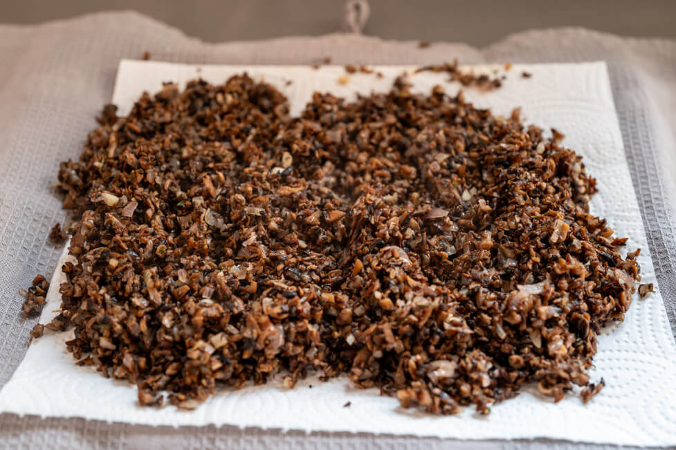 Duxelles direkt nach dem Braten